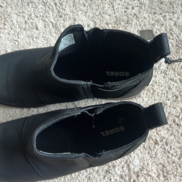 NIB SOREL Emelie Chelsea Black Waterproof Slip-On Booties Boot 8 - Picture 6 of 7